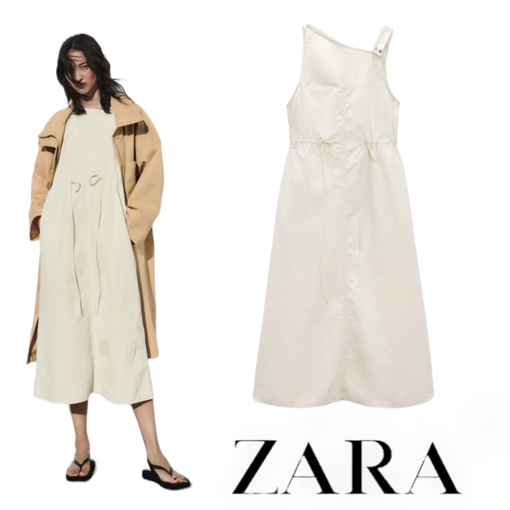 ZARA | Ecru | ASYMMETRIC NYLON DRESS
